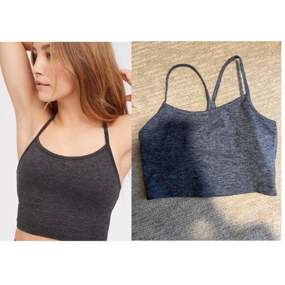 Aerie Hugger Recharge Longline Racerback Sports Bra in Heather Grey Size Medium - Picture 1 of 4